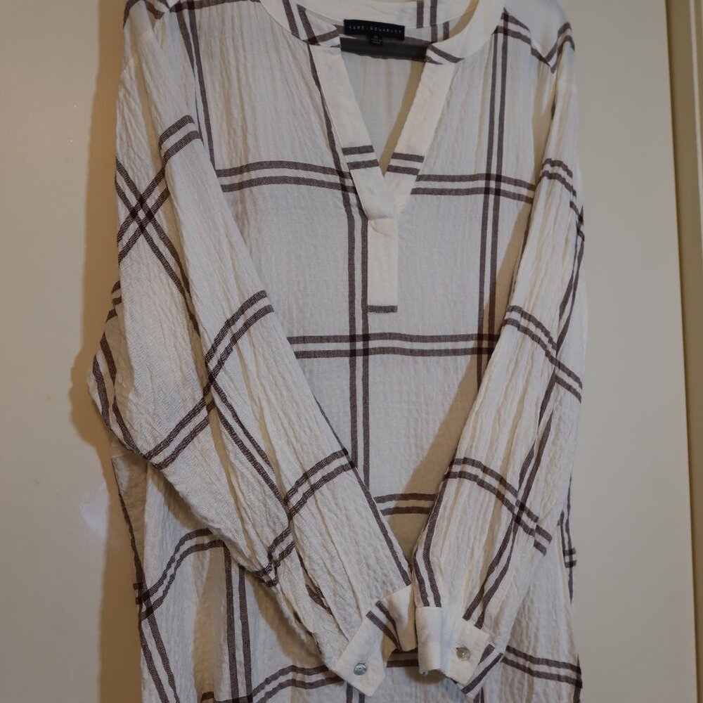 Jane and Delancey Brown Plaid Gauze Tunic